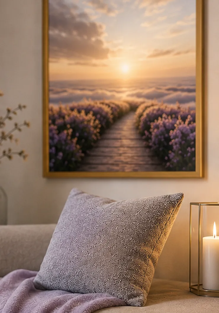Composition florale et bougie, ambiance de recueillement